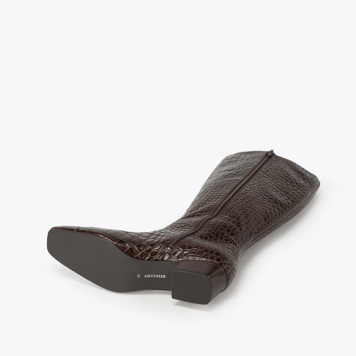 Beracamy Block Heel Knee Boot - Embossed Cacao