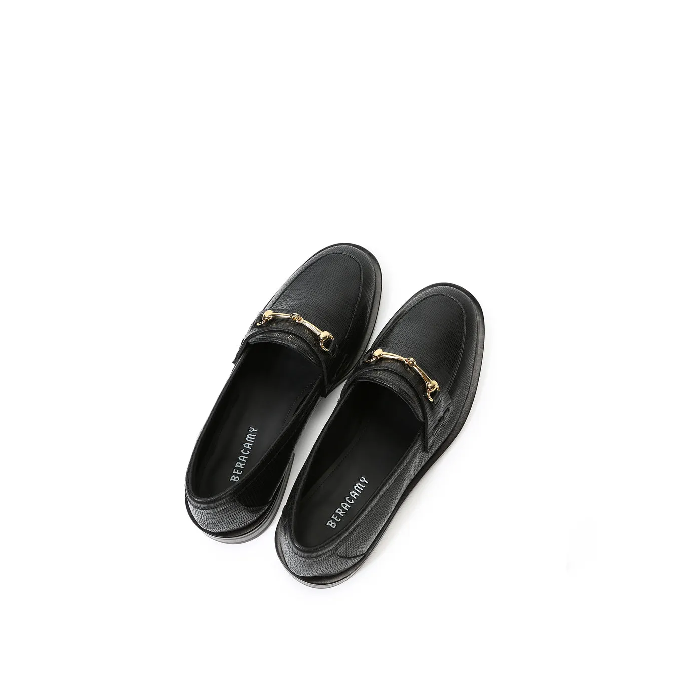 Beracamy Block Heel Loafer - Embossed Black