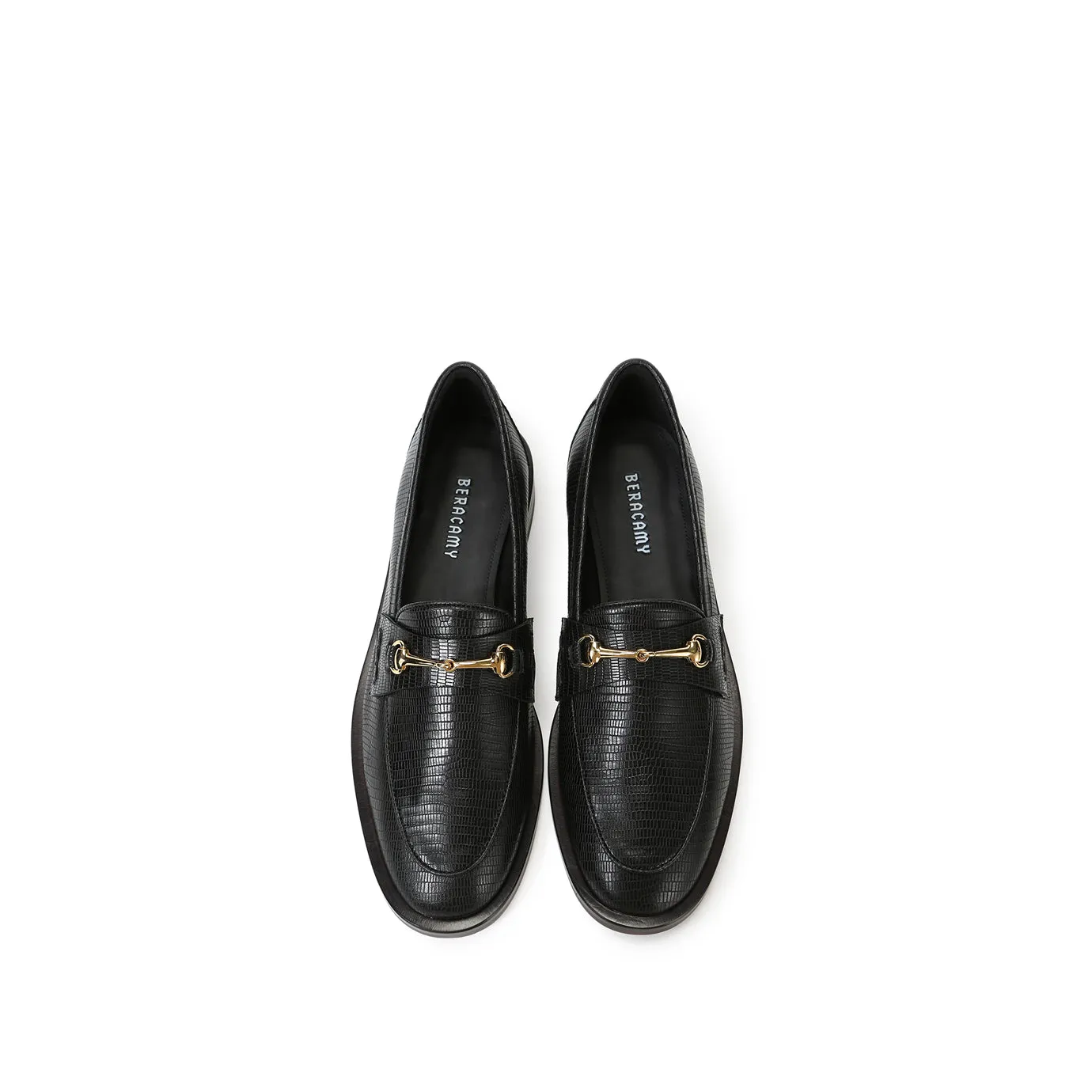 Beracamy Block Heel Loafer - Embossed Black
