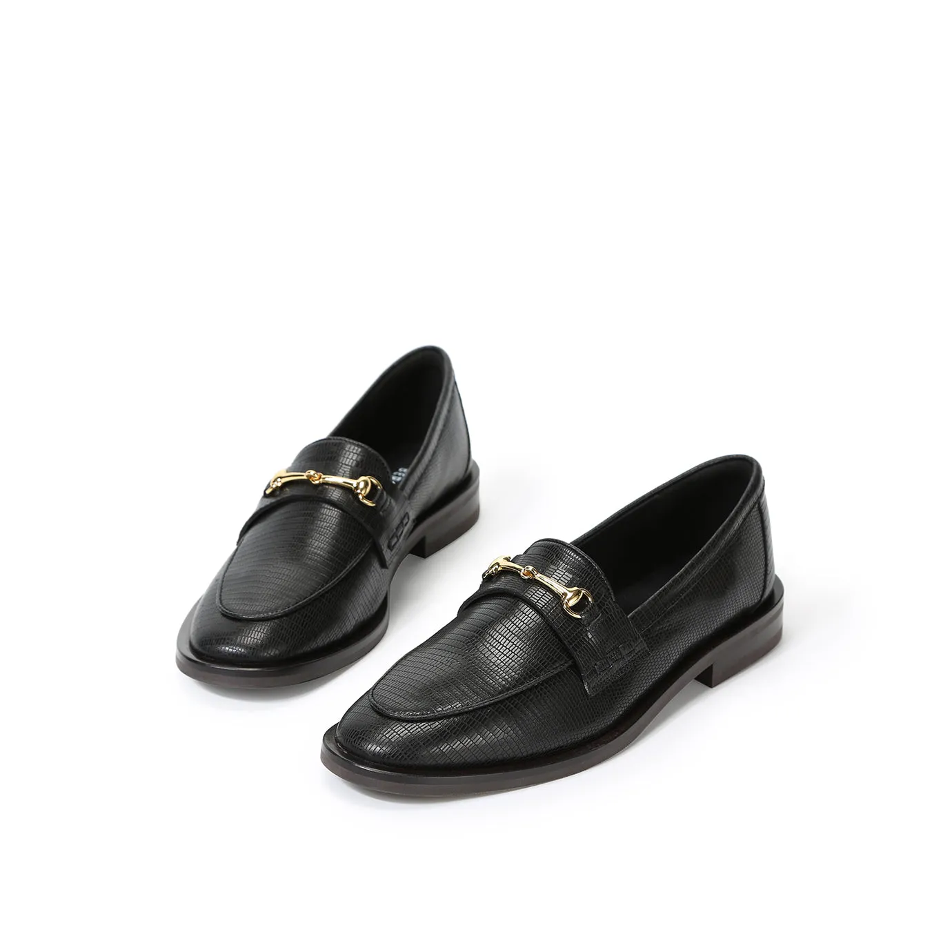 Beracamy Block Heel Loafer - Embossed Black
