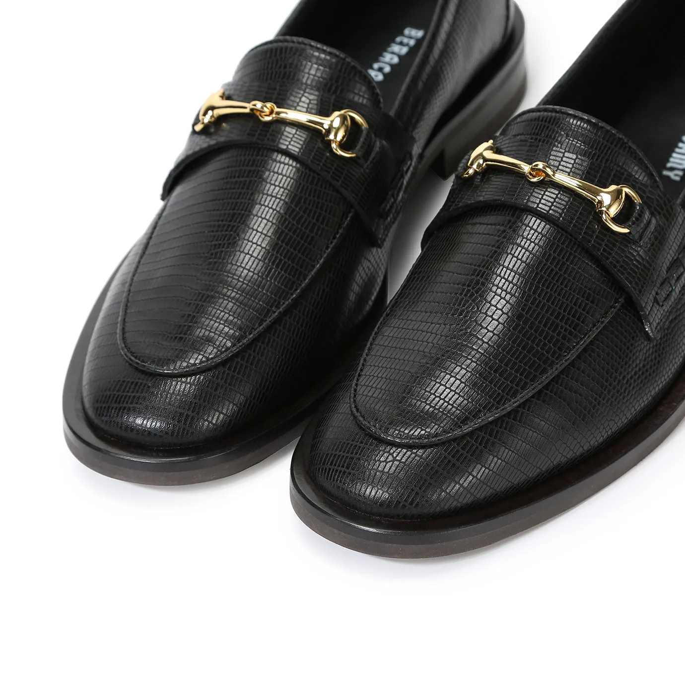 Beracamy Block Heel Loafer - Embossed Black