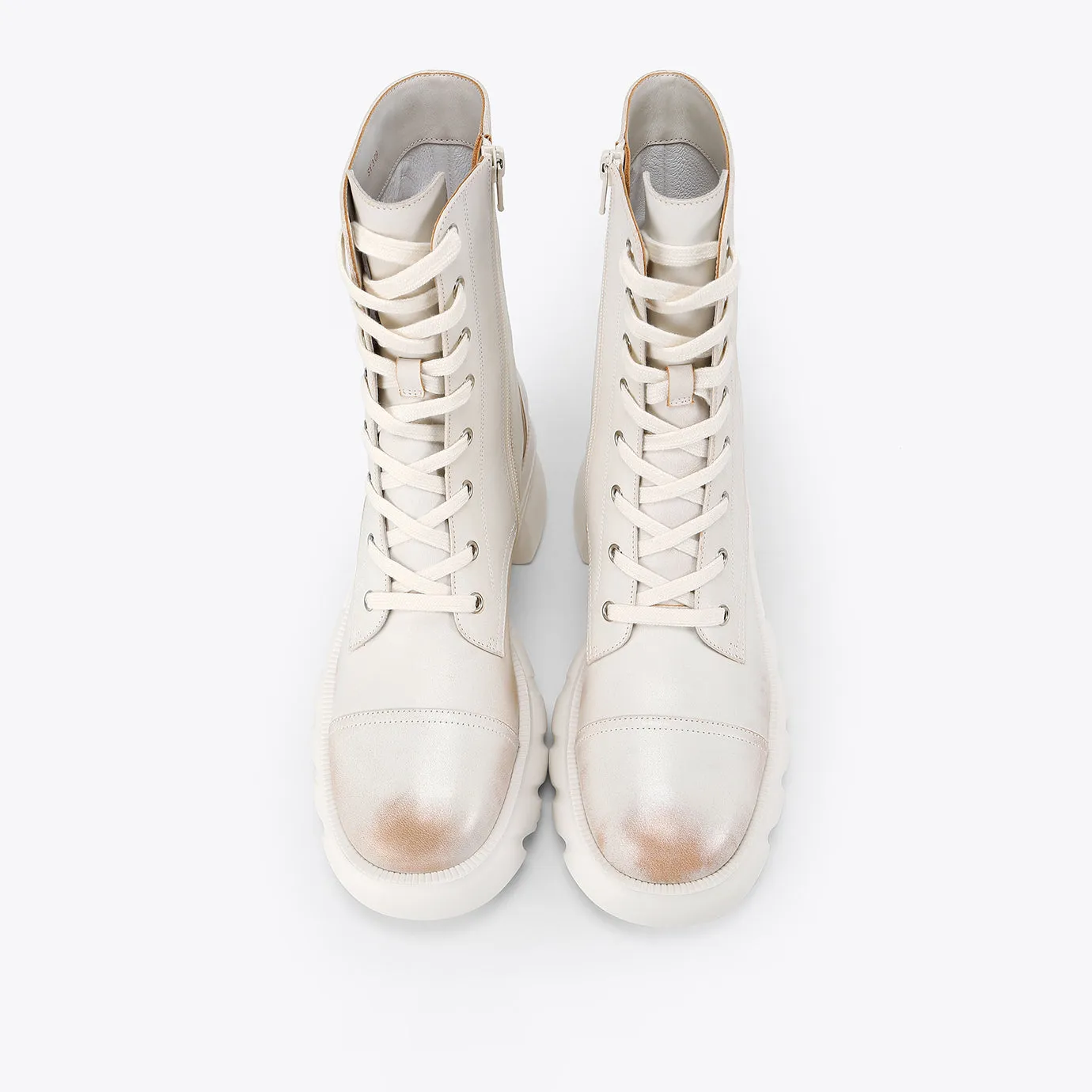 Beracamy Chunky Zip Logger Boot - White