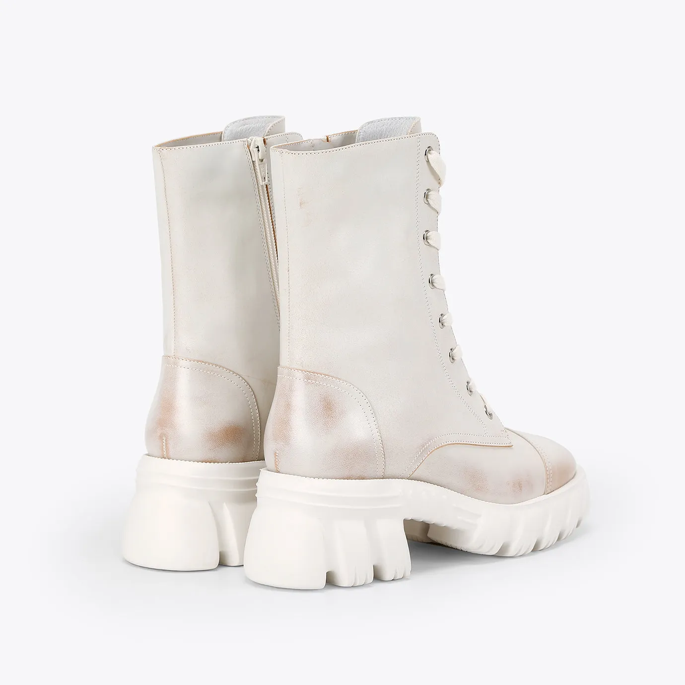Beracamy Chunky Zip Logger Boot - White