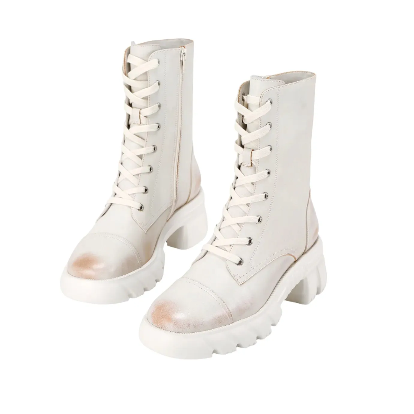 Beracamy Chunky Zip Logger Boot - White