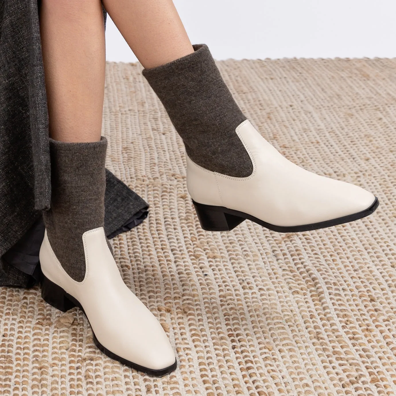 Beracamy Cloth Ankle Boot - Cream