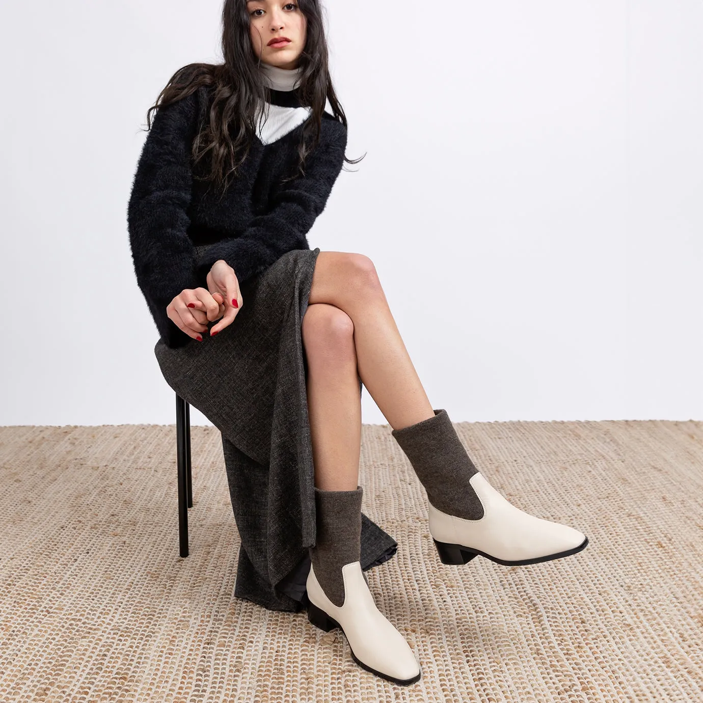 Beracamy Cloth Ankle Boot - Cream