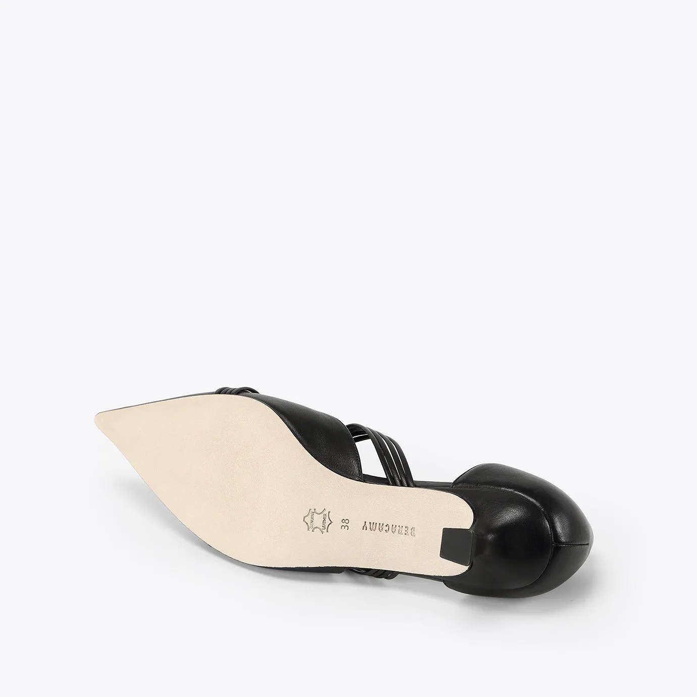Beracamy Cross-Knotted Pointy Kitten Heel - Black