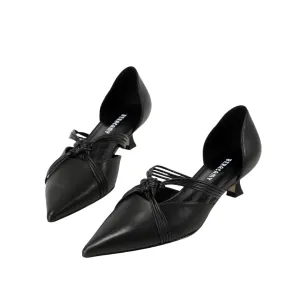 Beracamy Cross-Knotted Pointy Kitten Heel - Black