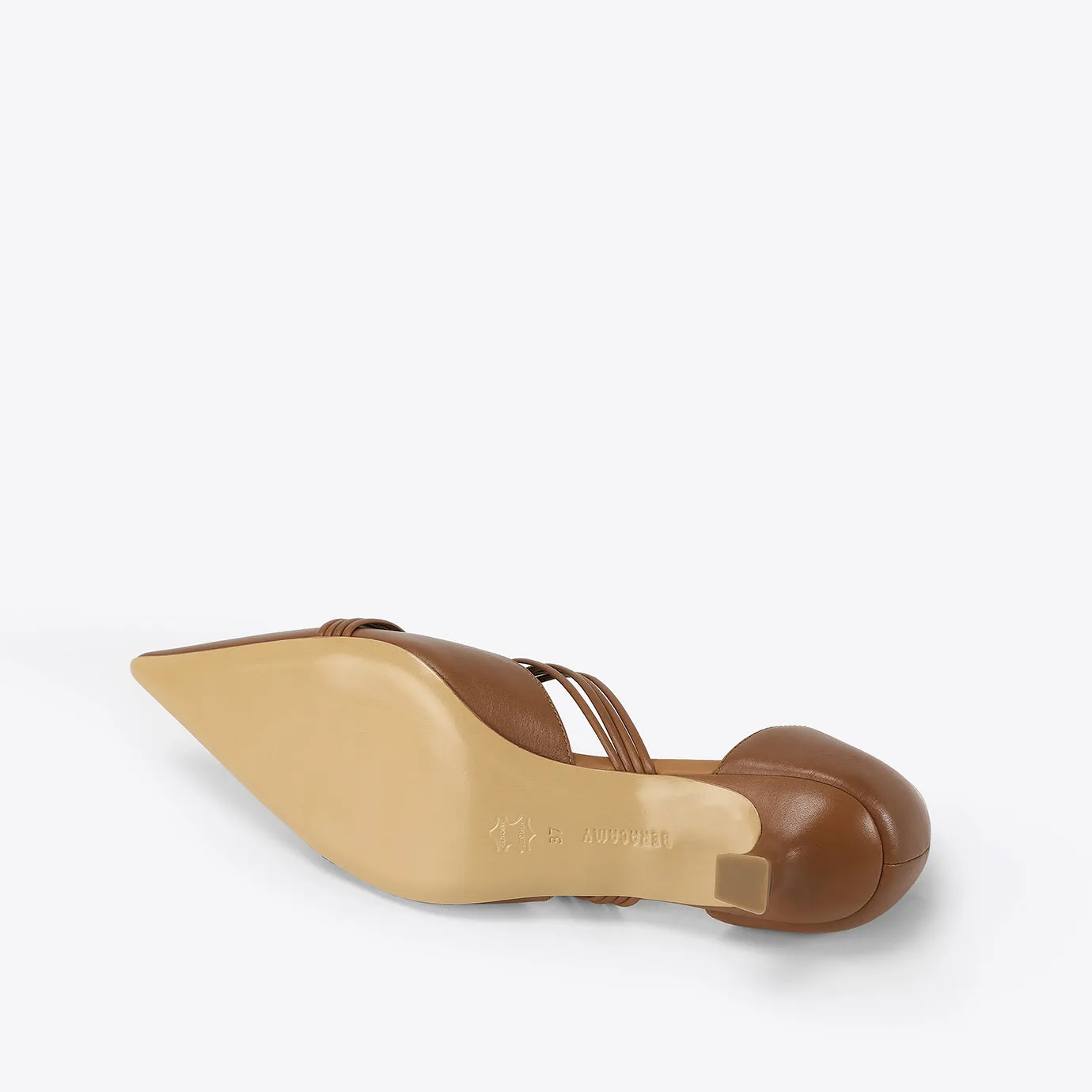 Beracamy Cross-Knotted Pointy Kitten Heel - Caramel 