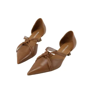 Beracamy Cross-Knotted Pointy Kitten Heel - Caramel 
