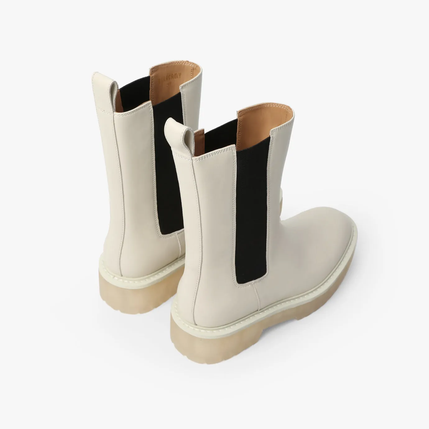 Beracamy Elastic Ankle Boots - Cream Beige