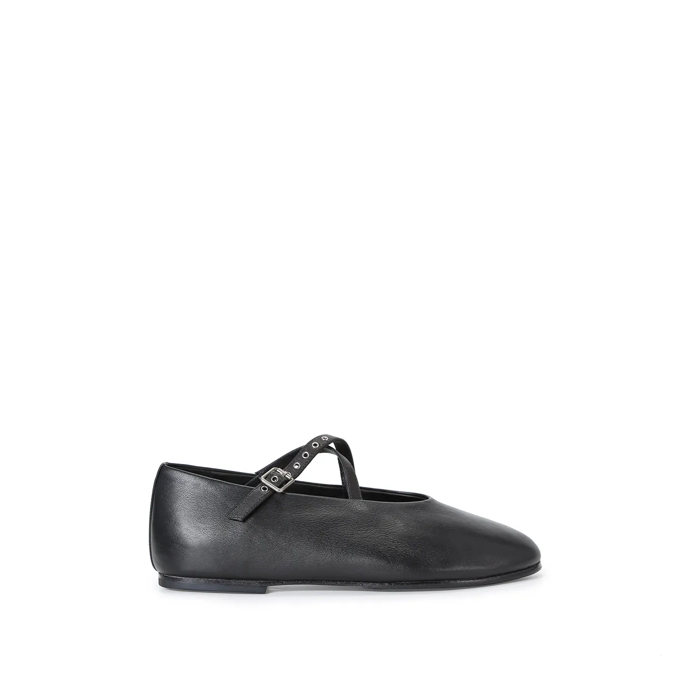 Beracamy Eyelets Cross-Band Round Ballerina - Black