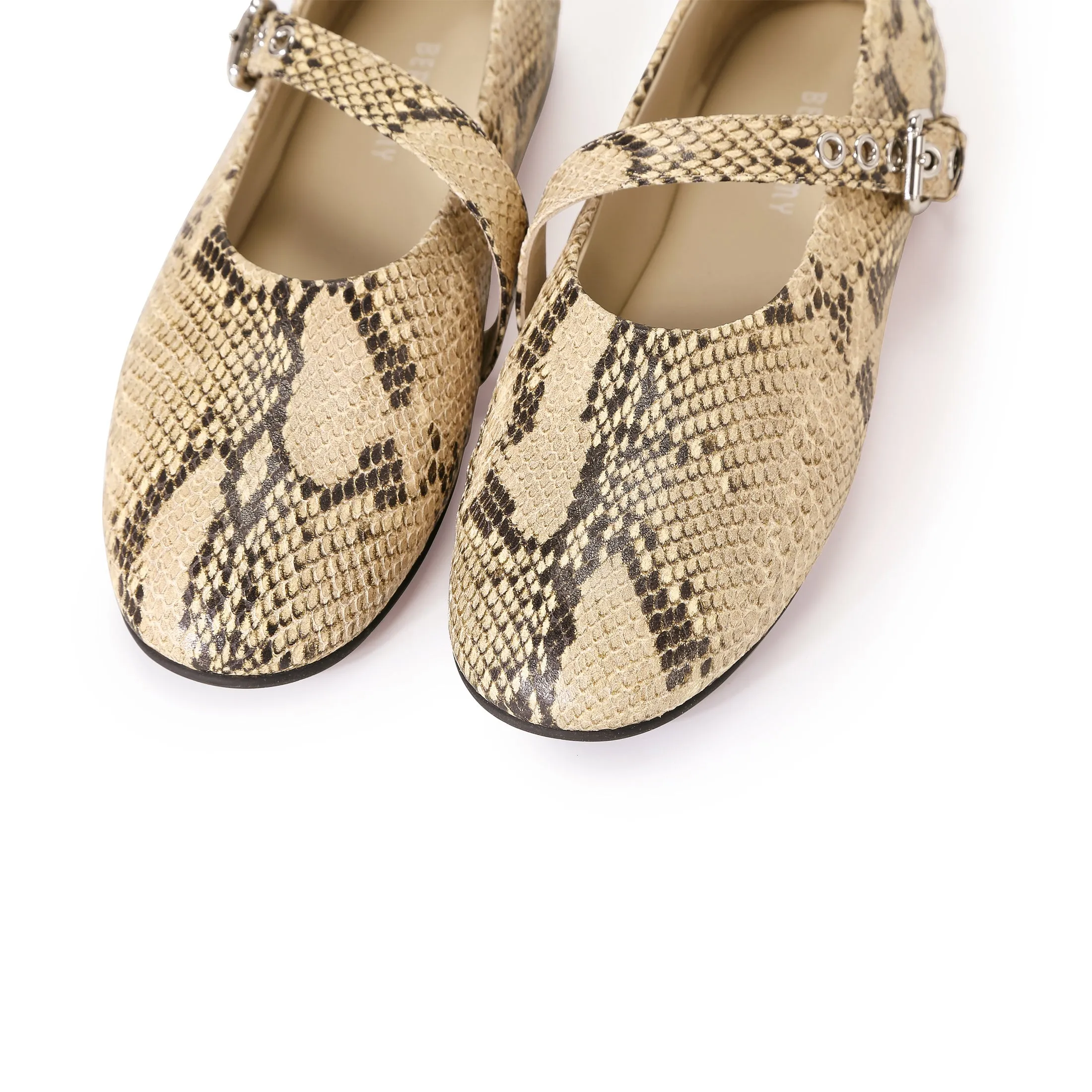 Beracamy Eyelets Mary Jane - Snakeprint Embossed