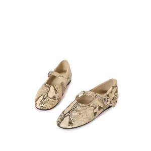 Beracamy Eyelets Mary Jane - Snakeprint Embossed