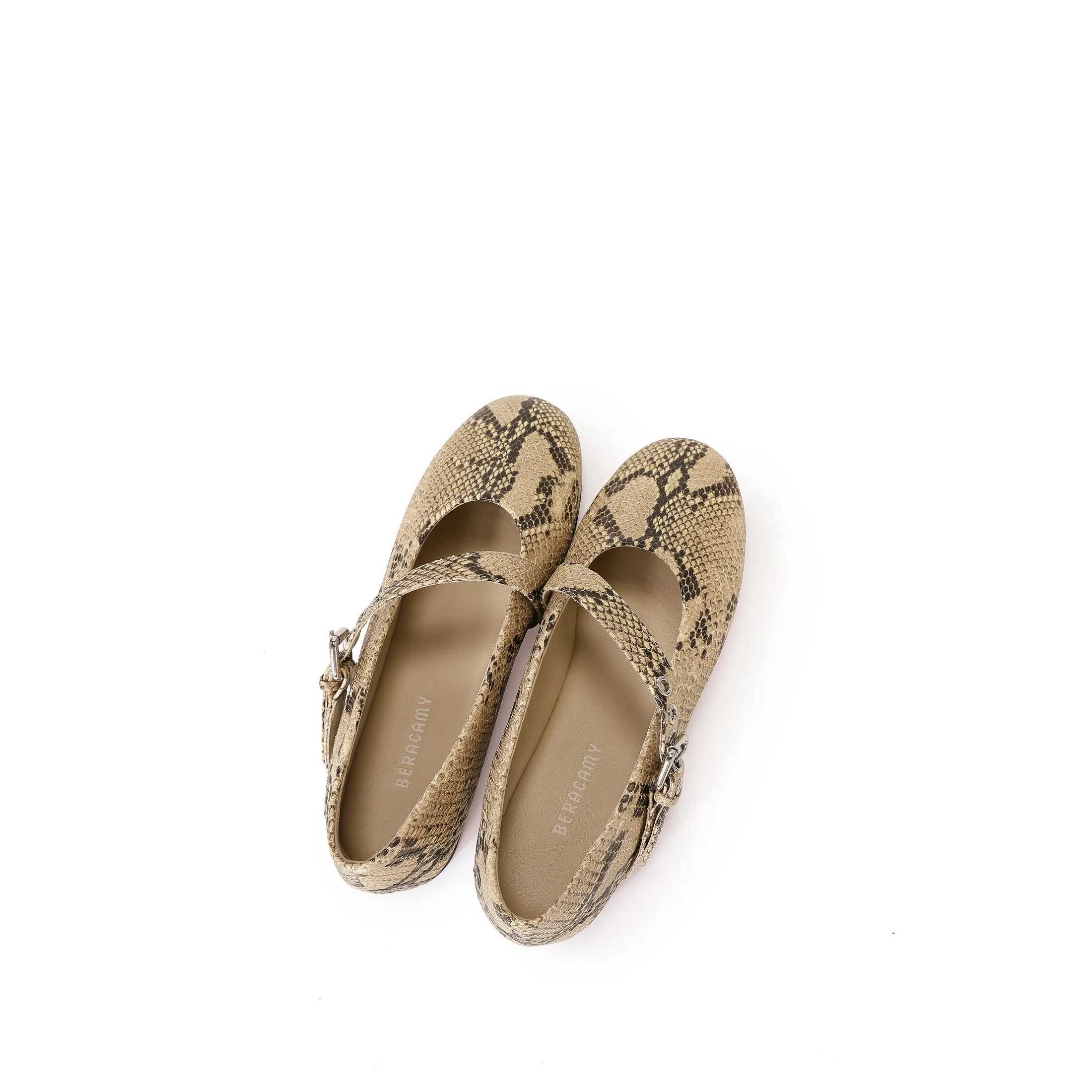 Beracamy Eyelets Mary Jane - Snakeprint Embossed