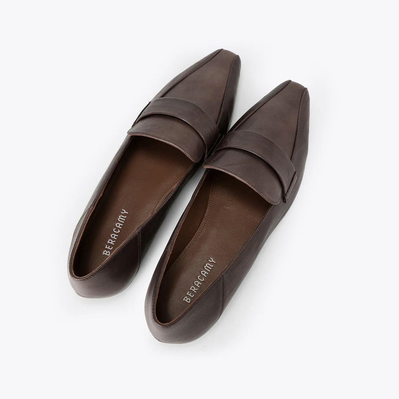 Beracamy Mini Square Pointed Flat Loafer - Cacao