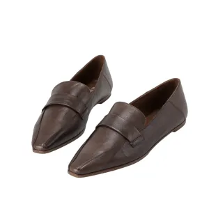 Beracamy Mini Square Pointed Flat Loafer - Cacao