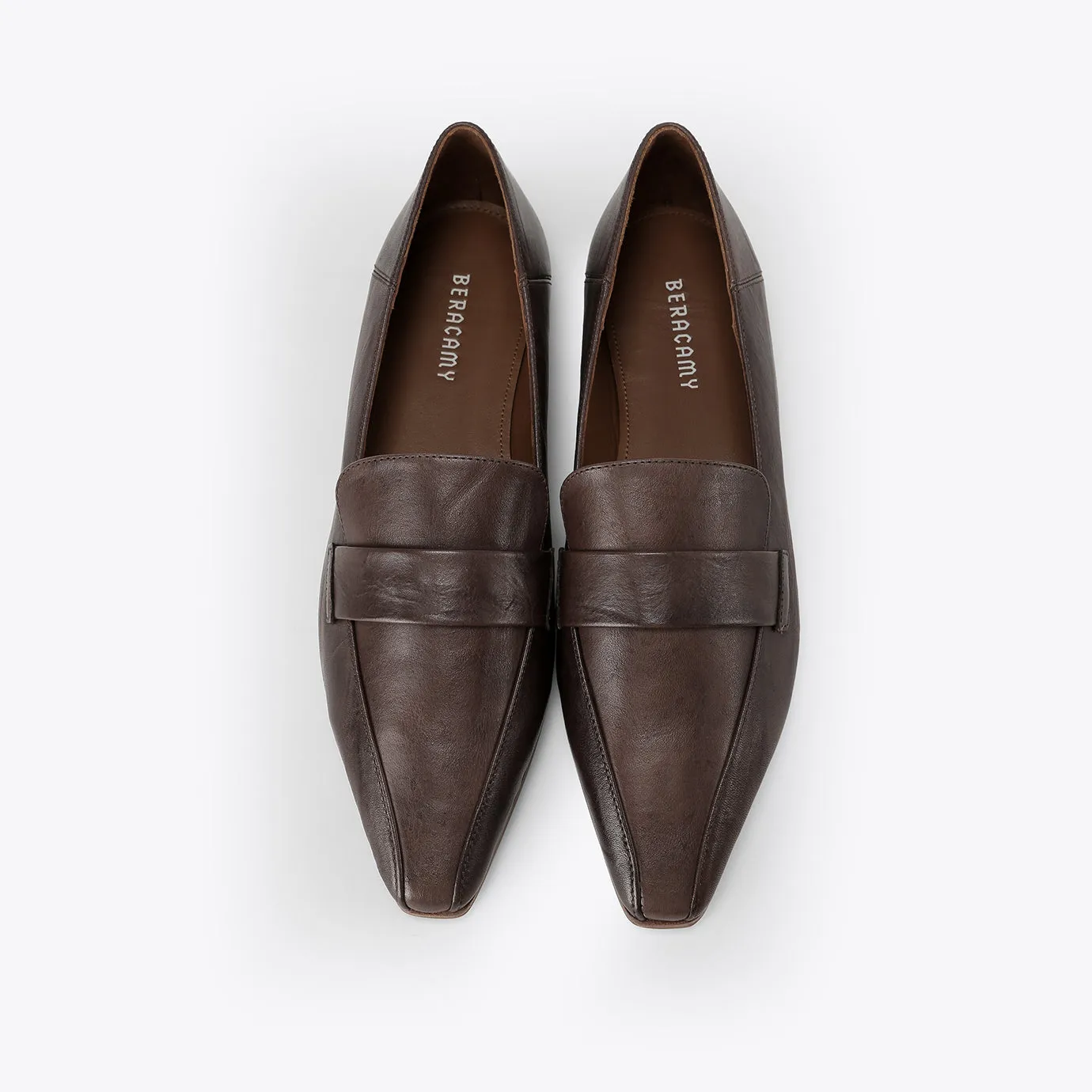 Beracamy Mini Square Pointed Flat Loafer - Cacao