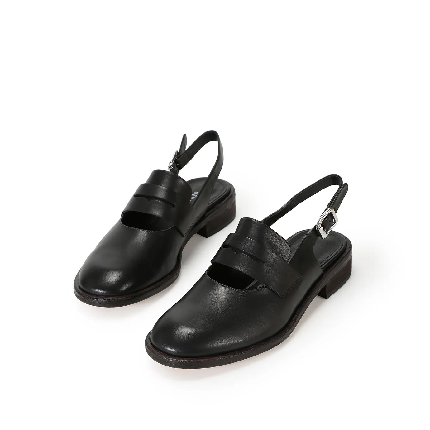 Beracamy Penny Loafer Slingback - Black