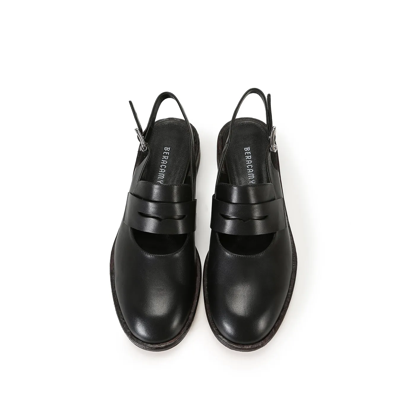 Beracamy Penny Loafer Slingback - Black