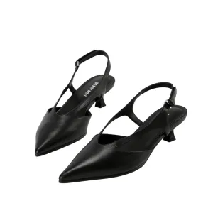 Beracamy Pointed Slingback Kitten Heel - Black