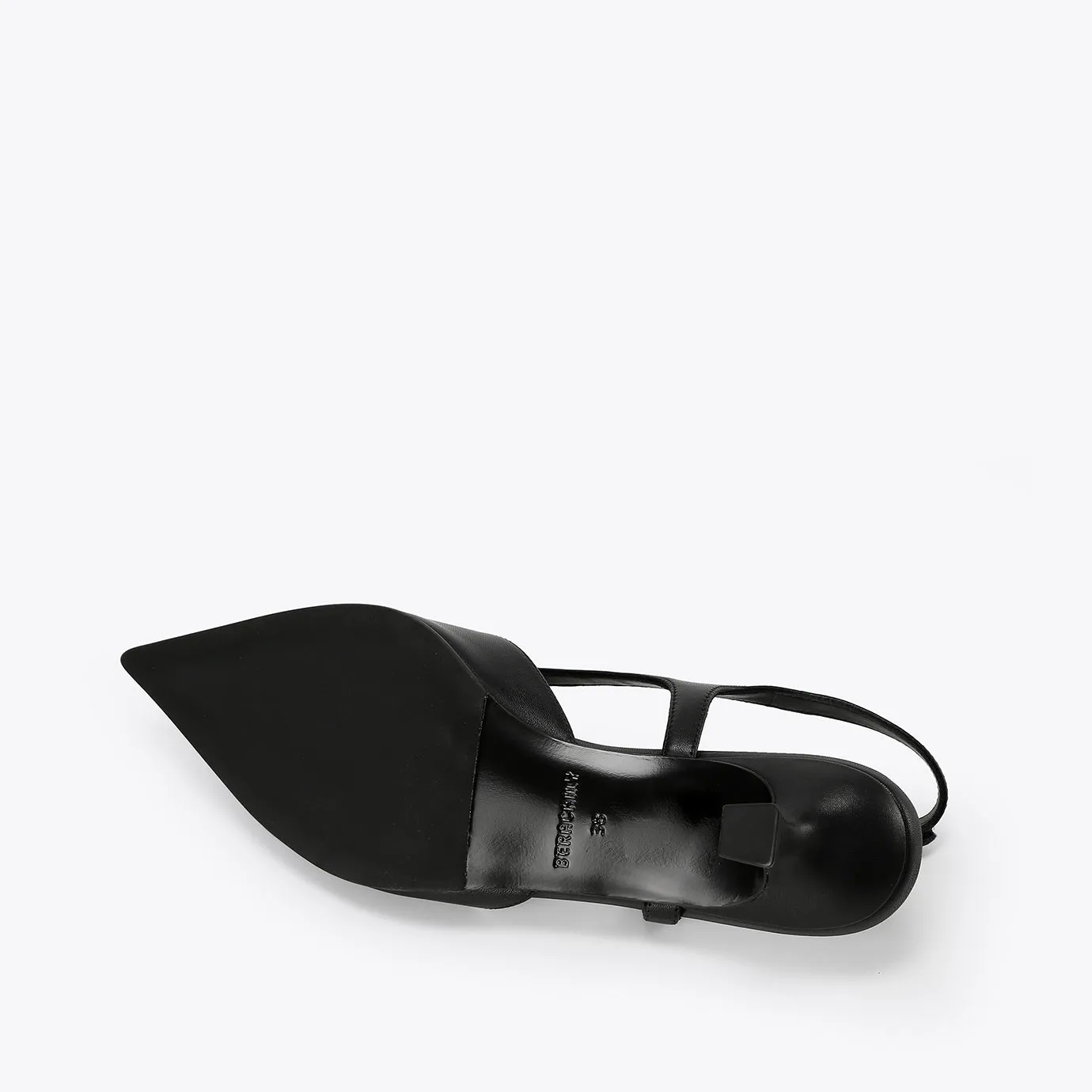 Beracamy Pointed Slingback Kitten Heel - Black