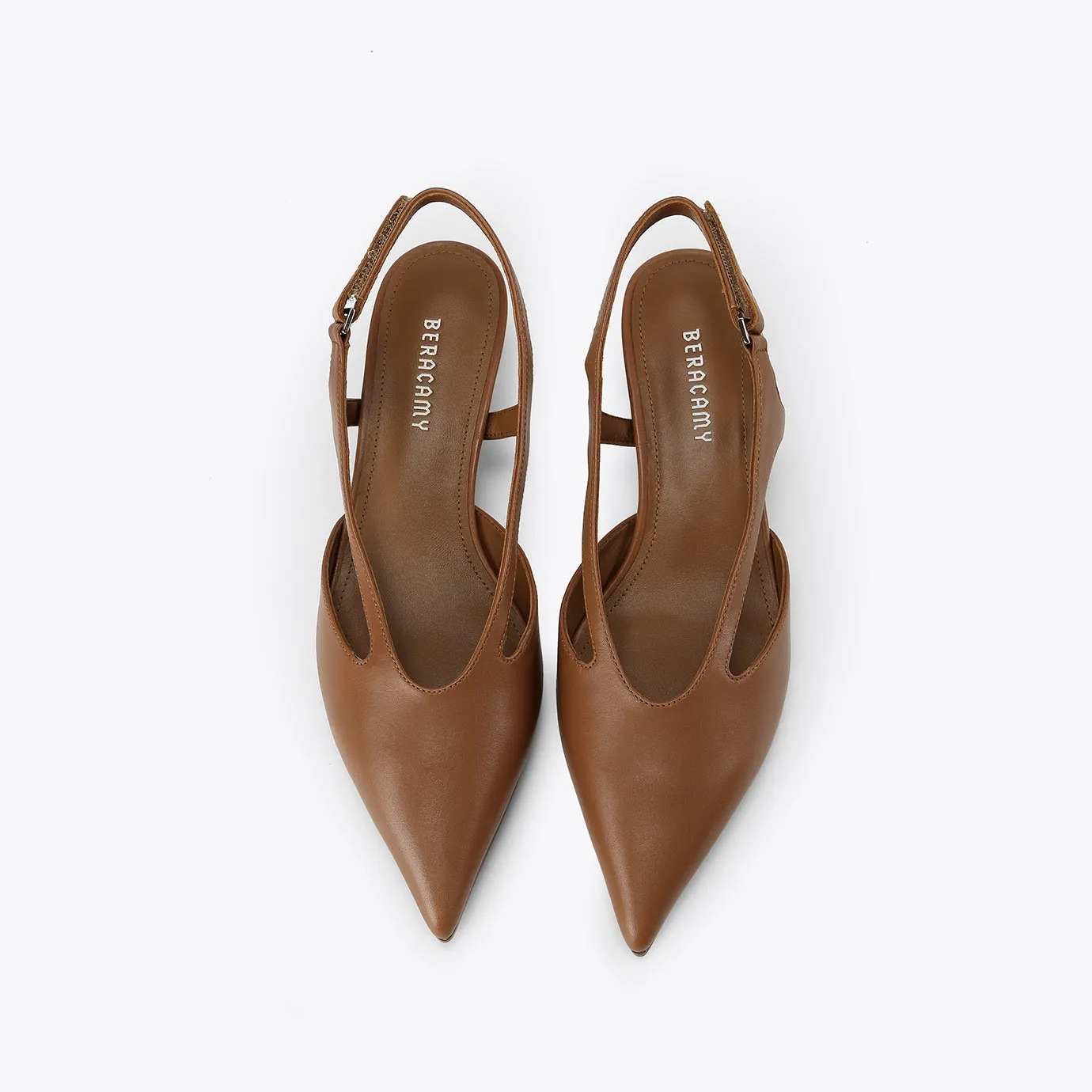 Beracamy Pointed Slingback Kitten Heel - Caramel