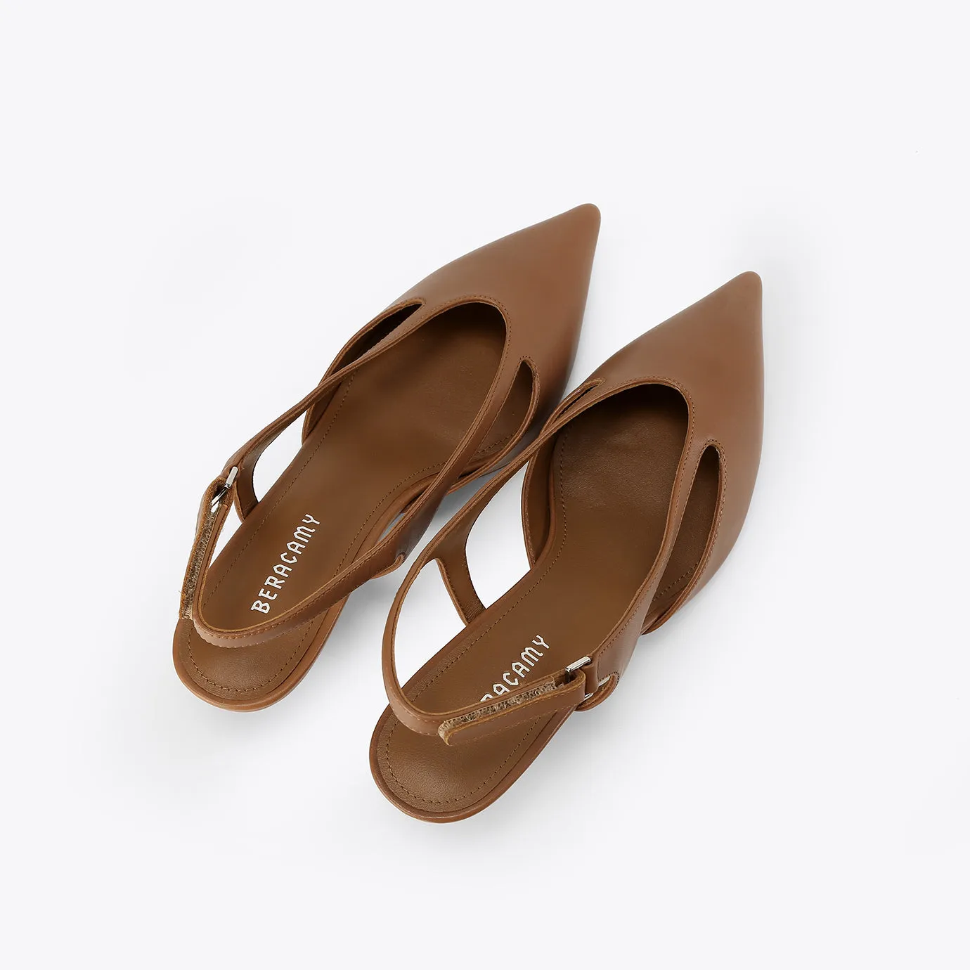 Beracamy Pointed Slingback Kitten Heel - Caramel