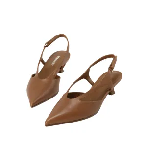 Beracamy Pointed Slingback Kitten Heel - Caramel