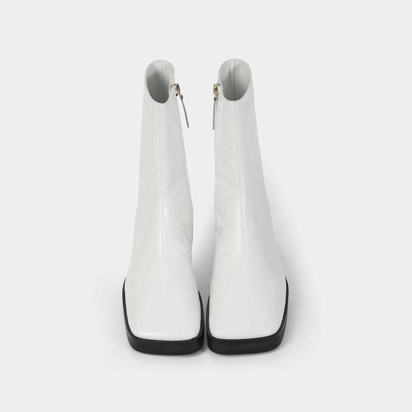 Beracamy QUENTIN Zip Ankle Boots - Croc-Embossed White