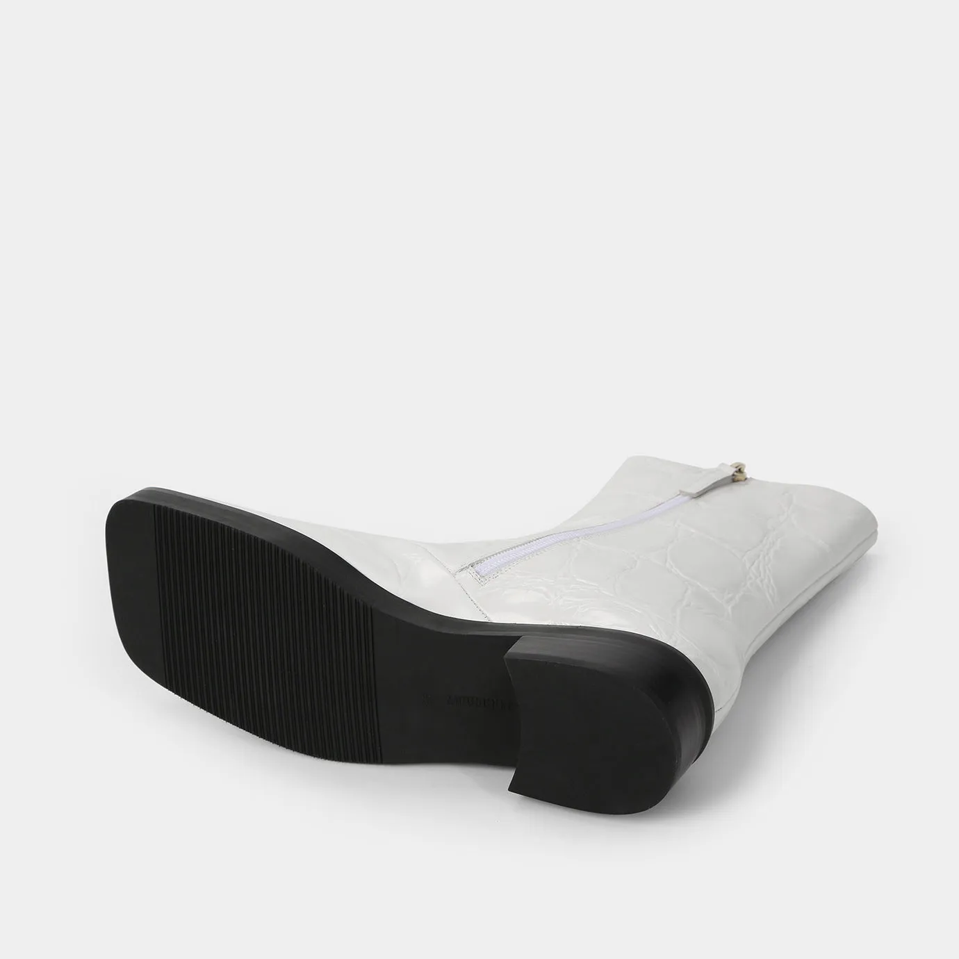 Beracamy QUENTIN Zip Ankle Boots - Croc-Embossed White
