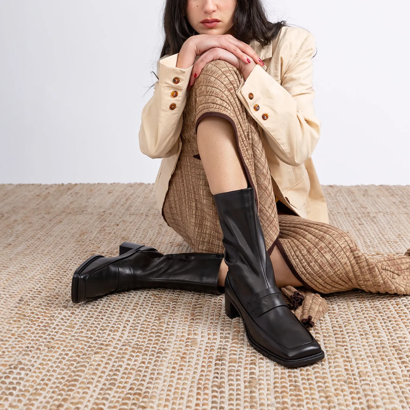 Beracamy Square Block Heel Boot - ブラック