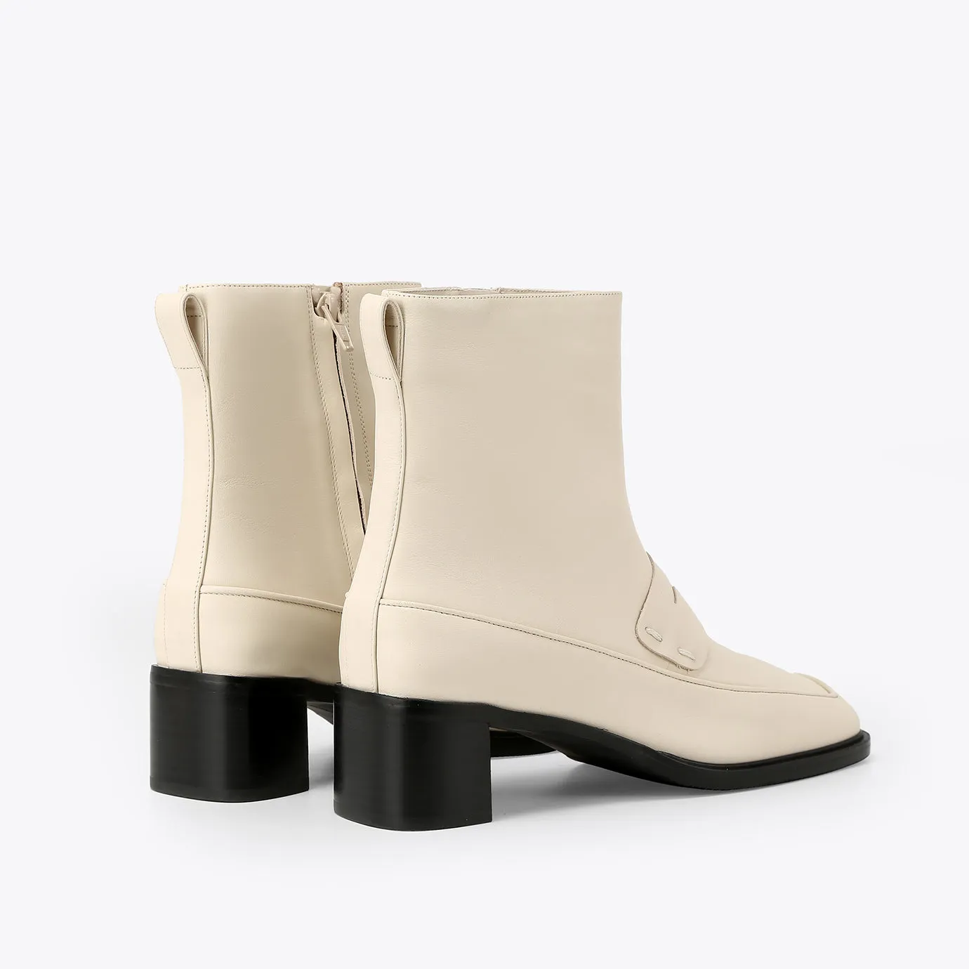 Beracamy Square Block Heel Boot - Cream Beige