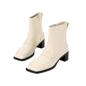 Beracamy Square Block Heel Boot - Cream Beige