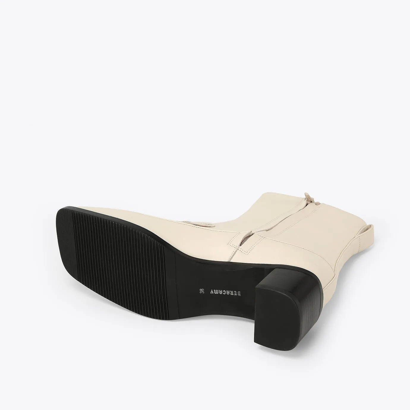 Beracamy Square Block Heel Boot - Cream Beige