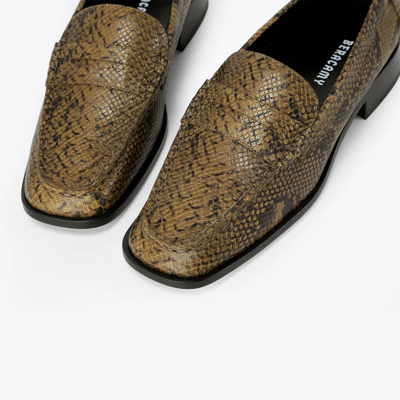 Beracamy Square Block Heel Loafer - Olive
