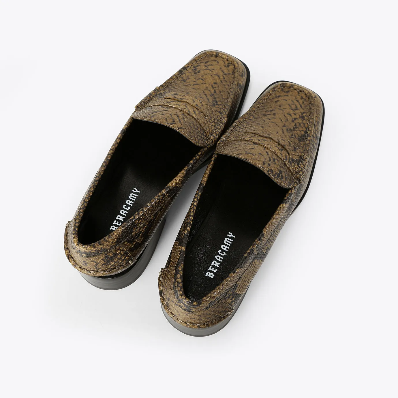 Beracamy Square Block Heel Loafer - Olive