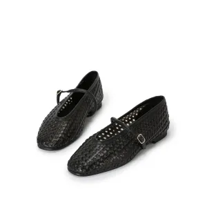 Beracamy Woven Mary Jane Flat - Black