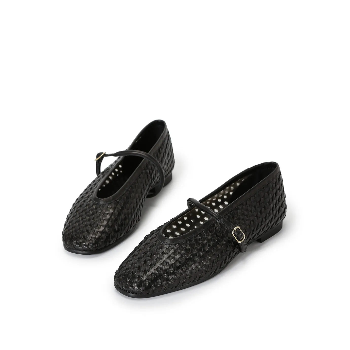 Beracamy Woven Mary Jane Flat - Black
