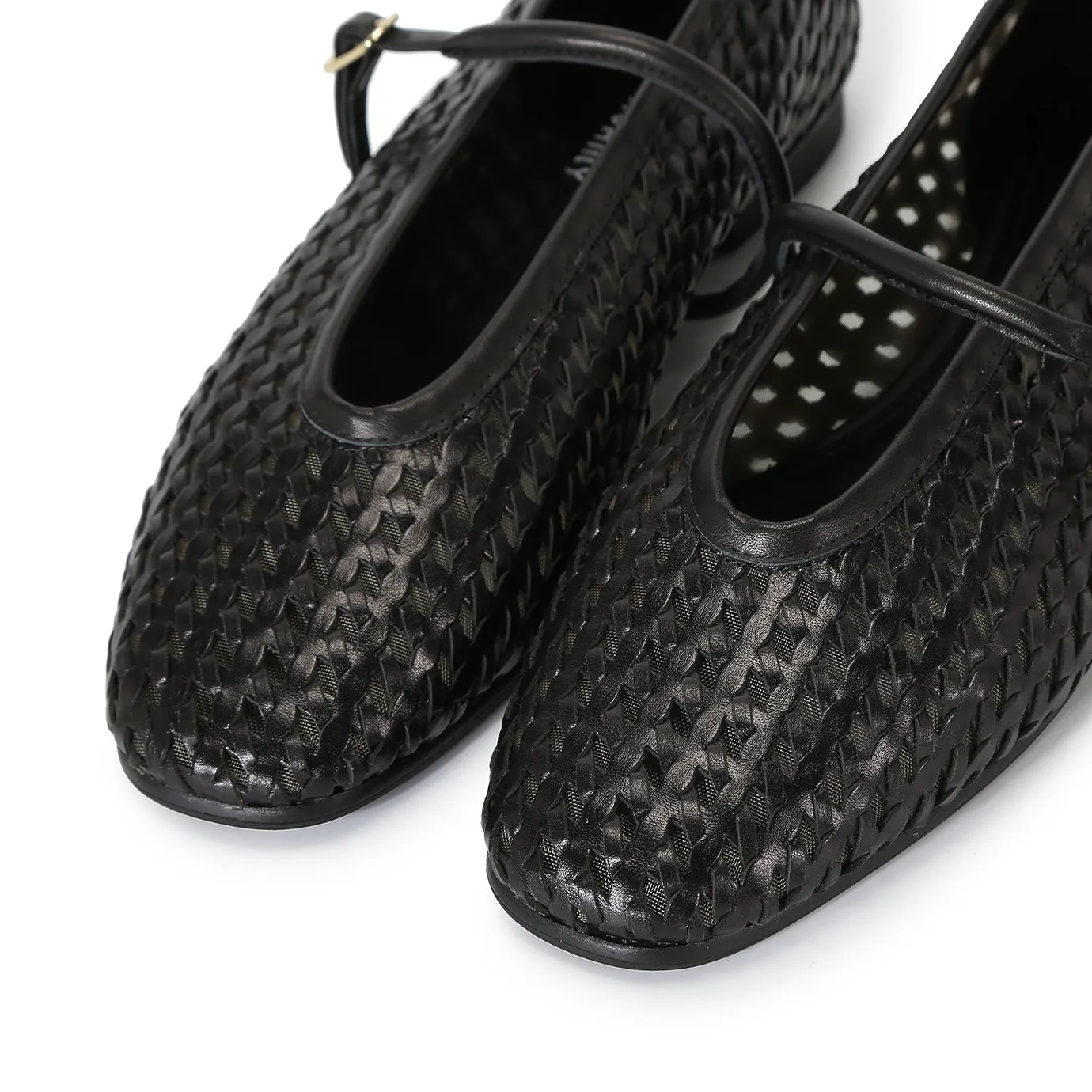 Beracamy Woven Mary Jane Flat - Black
