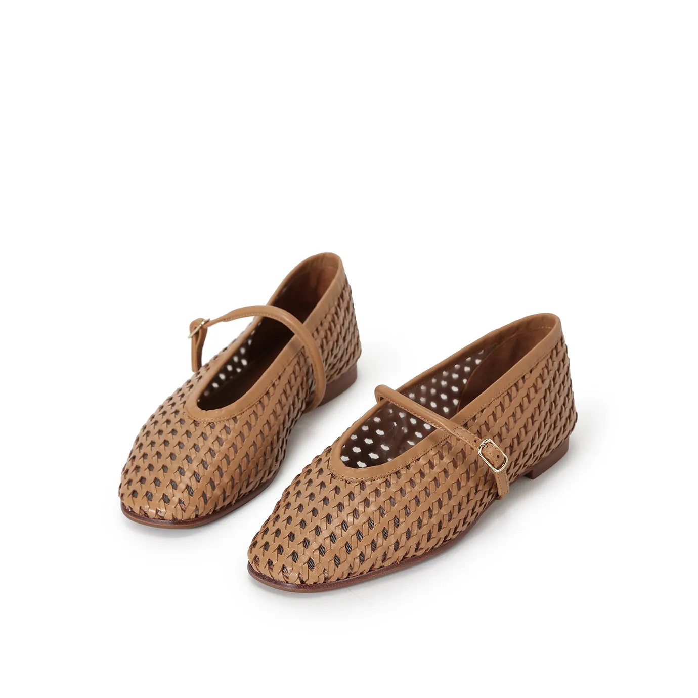Beracamy Woven Mary Jane Flat - Caramel