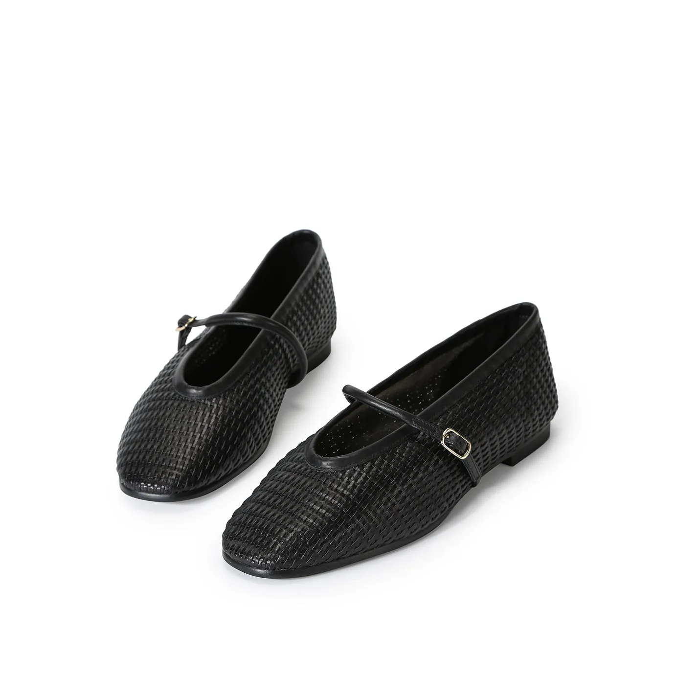 Beracamy Woven Mary Jane Flat - Woven Black