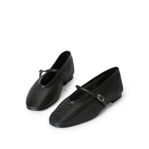 Beracamy Woven Mary Jane Flat - Woven Black