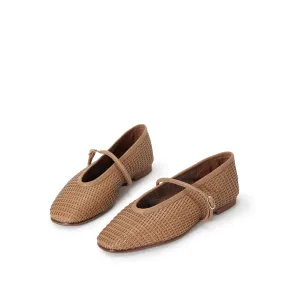 Beracamy Woven Mary Jane Flat - Woven Caramel
