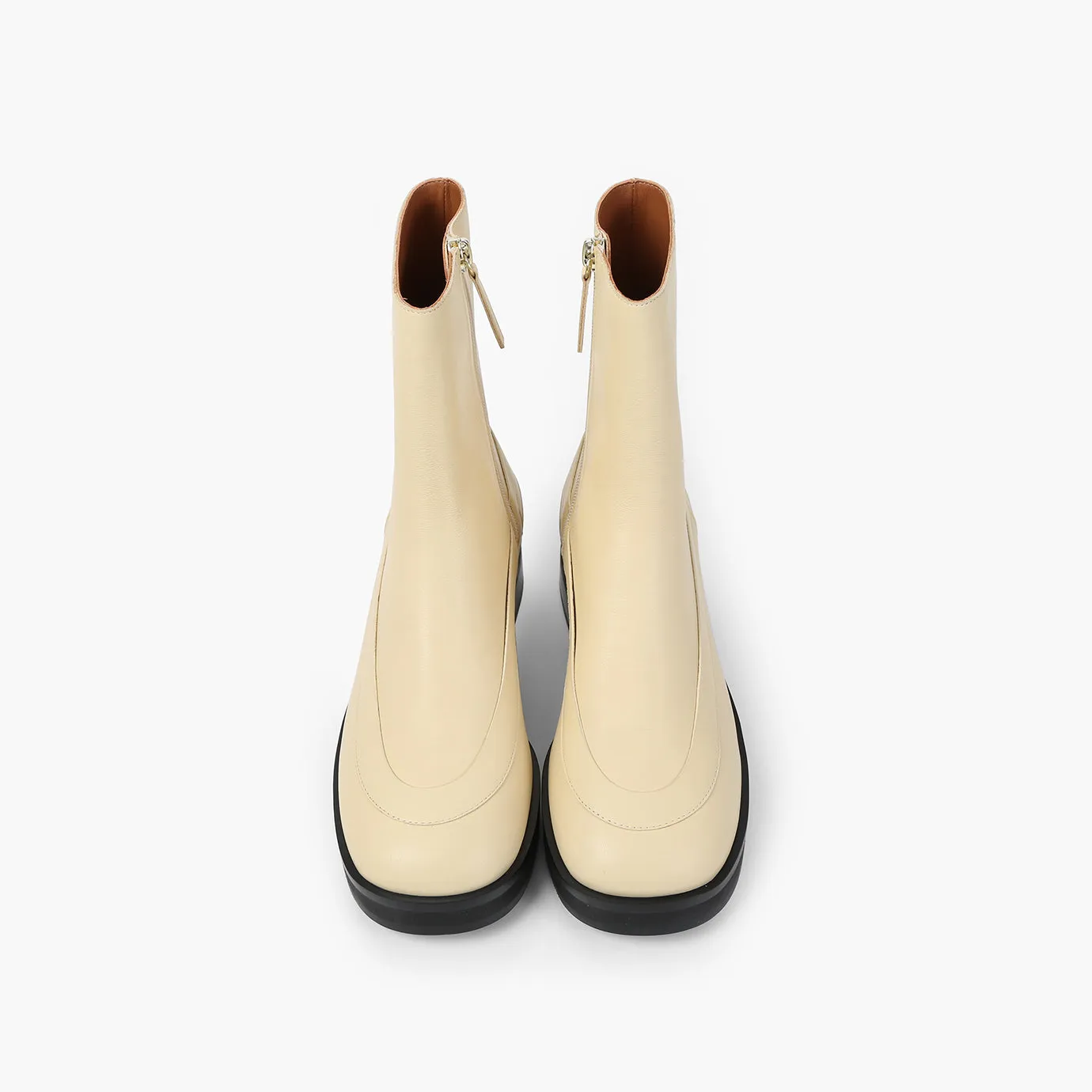 Beracamy Zip Ankle Boots - Cream
