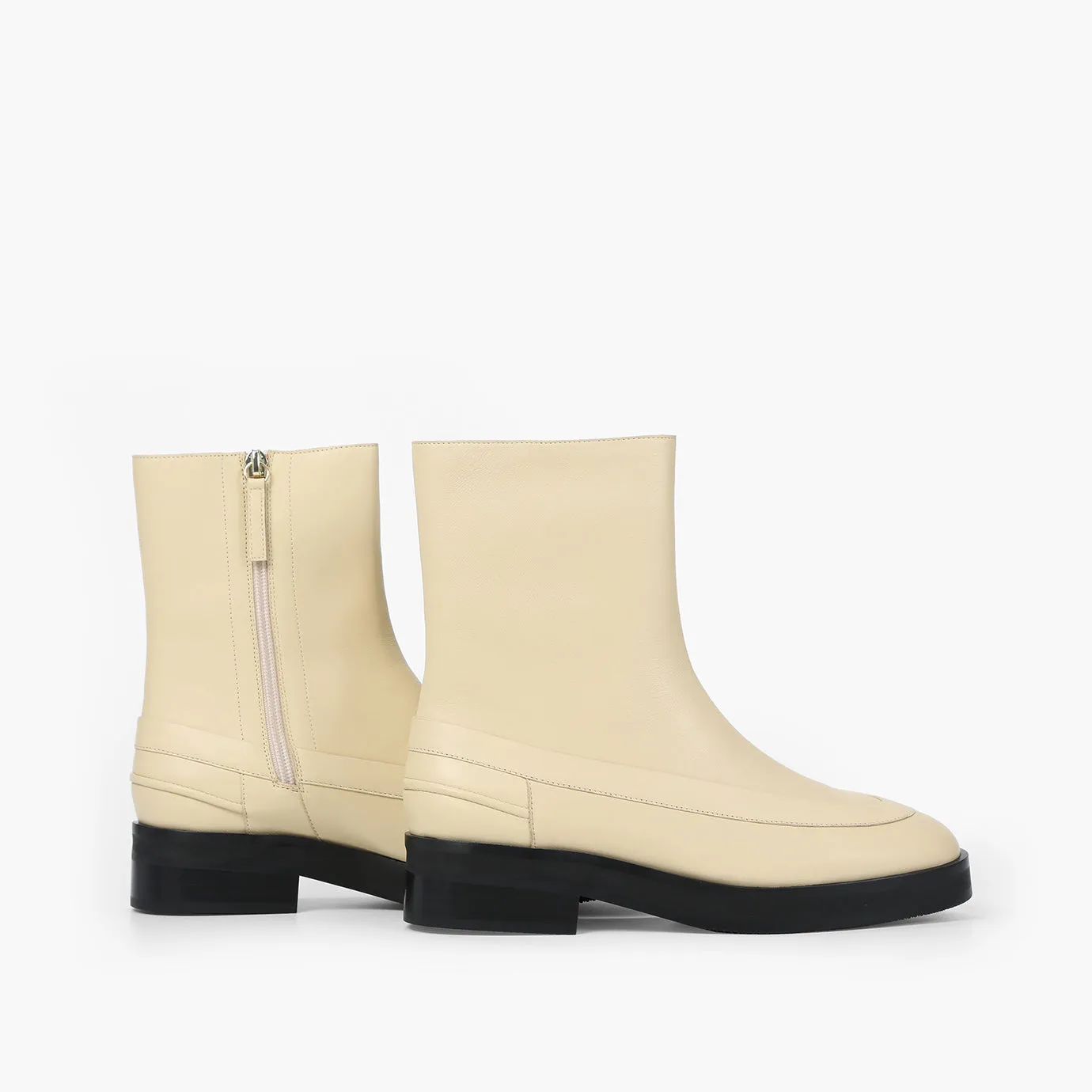 Beracamy Zip Ankle Boots - Cream